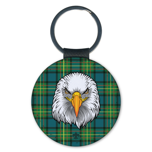 Wood Badge Keychain - Eagle Critter on Tartan Background
