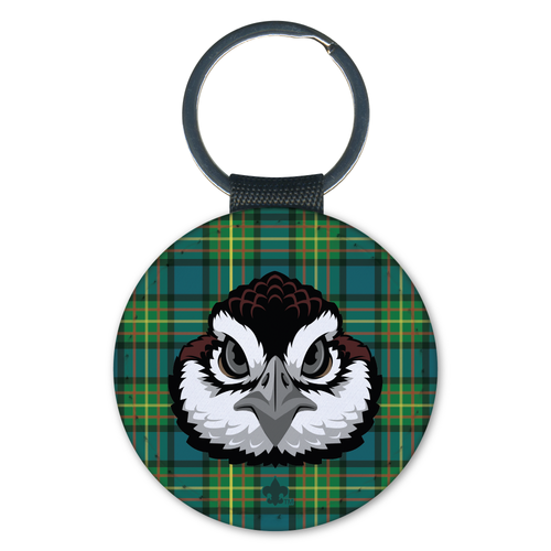 Wood Badge Key Chain - Bobwhite Critter on Tartan Background