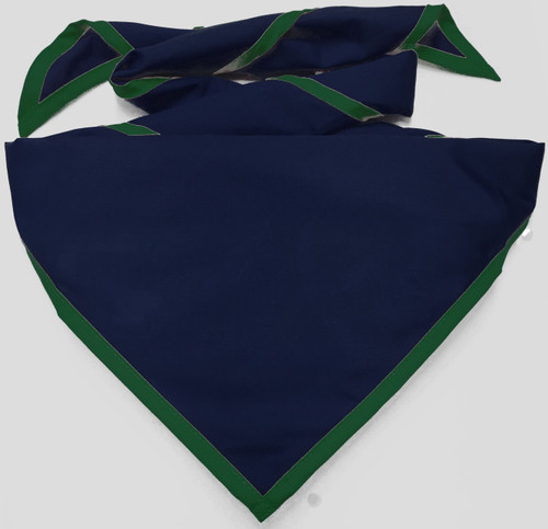 Blank Navy Neckerchief with Forest Green Piped Edge - Troop Size (B848 AZ 22/71)