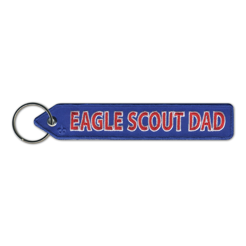 Eagle Scout Dad Zipper Pull Embroidered Keychain Flight Tag with BSA Fleur-De-Lis