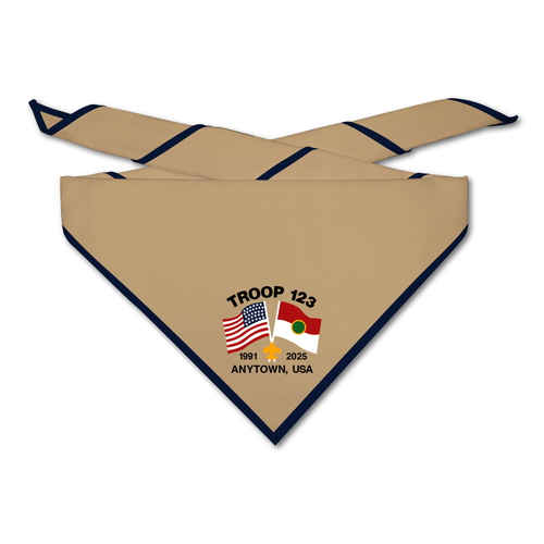 Scout Troop Neckerchief - Crossed Flags on light neckerchief