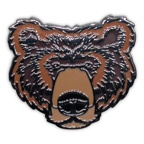 Wood Badge Pin of Wood Badge Bear Critter Head - Back of Pin View