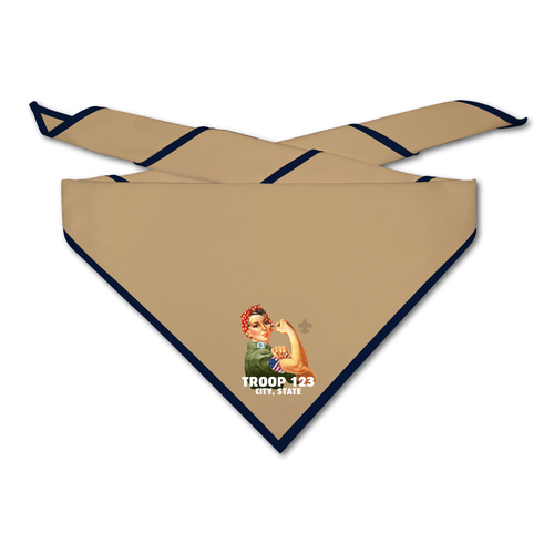 Scout Troop Neckerchief - Rosie The Riveter Troop on Light Neckerchief