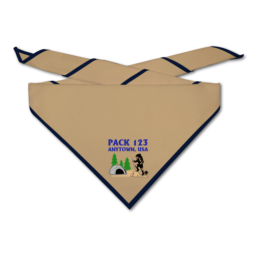 Cub Scout Pack Neckerchief with Cub Scout Camping Pack Design on light neckerchief