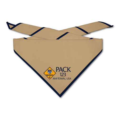 Cub Scout Pack Neckerchief with Cub Scout Formal Emblem Design on light neckerchief