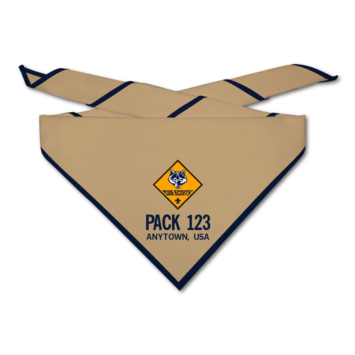 Cub Scout Pack Neckerchief with Cub Scout Emblem Design on light neckerchief
