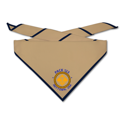 Cub Scout Pack Neckerchief with Cub Scout Nautical Pack Design on light neckerchief