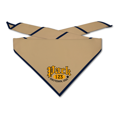 Cub Scout Pack Neckerchief with Cub Scout Old English Pack Design on light neckerchief