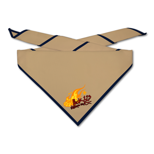 Cub Scout Pack Neckerchief with Cub Scout Flaming Pack Design on light neckerchief