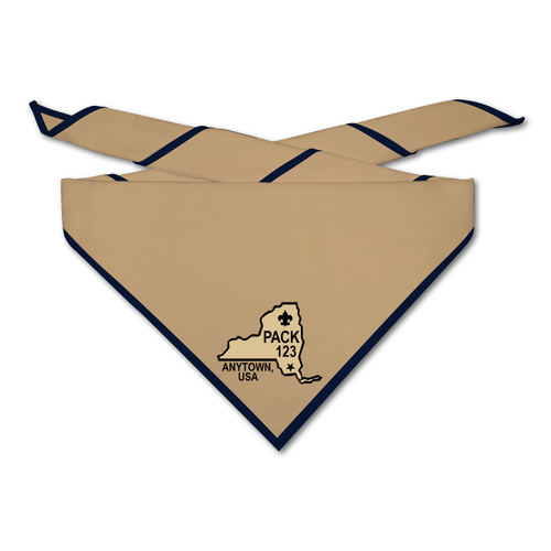 Cub Scout Pack Neckerchief with Cub Scout Pack Paw Print Design on light neckerchief