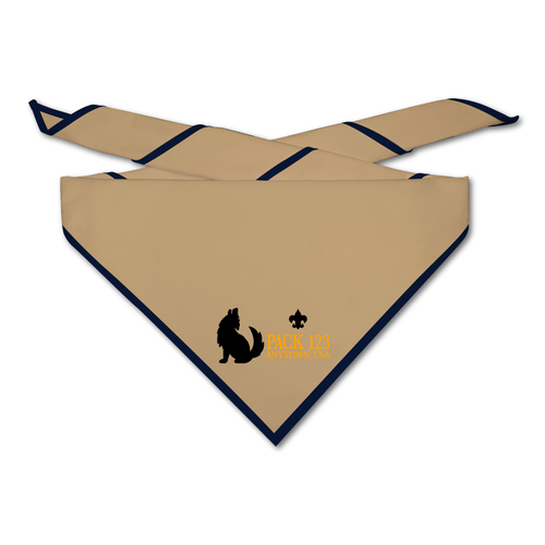 Cub Scout Pack Neckerchief with Cub Scout Panoramic Howling Wolf Design on light neckerchief