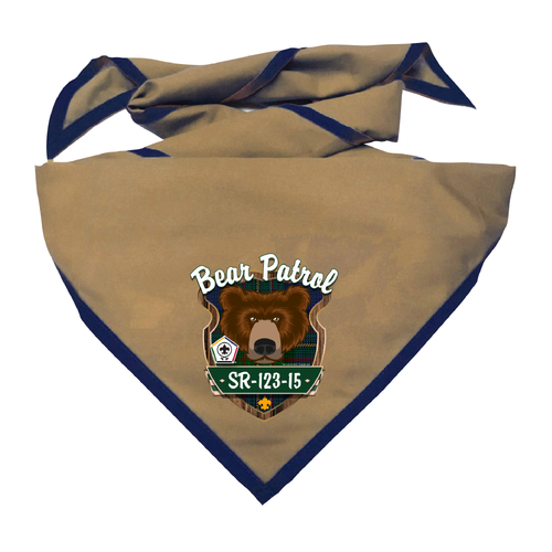 Wood Badge Neckerchief with Wood Badge Bear with Wood Badge Logo