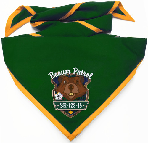 Wood Badge Neckerchief with Wood Badge Beaver and Wood Badge Logo 