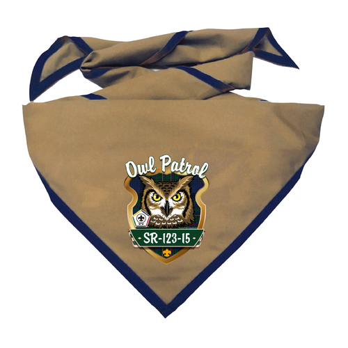 Wood Badge Neckerchief with Wood Badge Owl And Wood Badge Logo