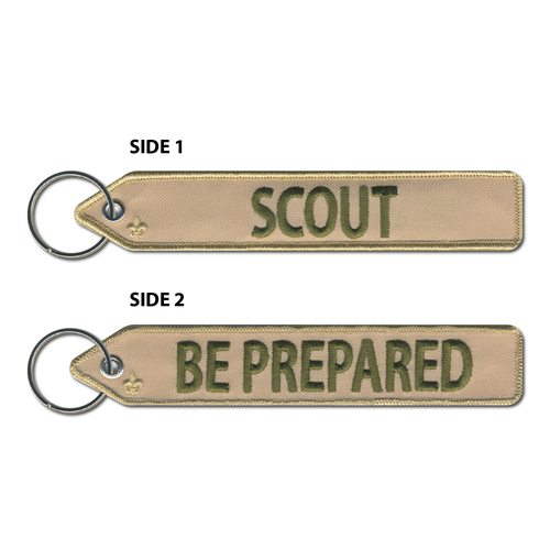 Zipper Pull Embroidered Keychain Flight Tag - Scout and Be Prepared