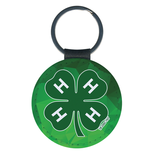 4-H Key Chain - Clover on Geometric Background