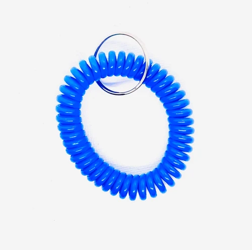 Blue Wrist Coil with Steel Key Ring