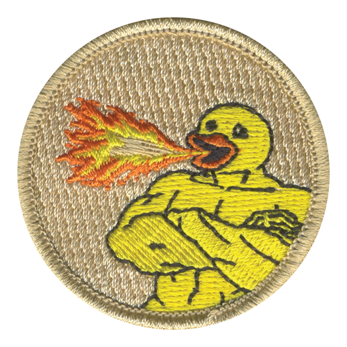 Buff Flaming Duck Patrol Patch - embroidered 2 in round