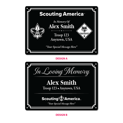 Scouting America Custom Metal Engraved Plate - In Memory Of - Horizontal