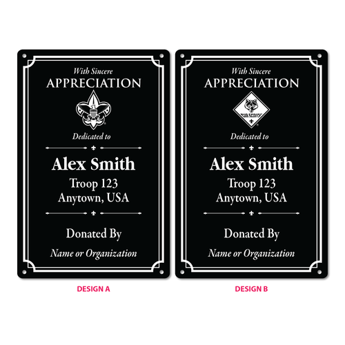 Scouting America Custom Metal Engraved Plate - Dedicated To