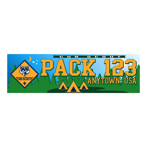 Cub Scout Pack Vinyl Banner - Tents (28" Tall x 96" wide Banner)