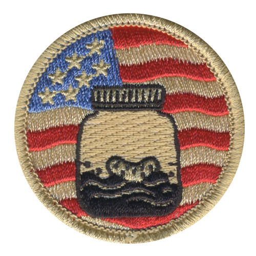 Patriotic Pickle Jar Patrol Patch - embroidered 2 in round