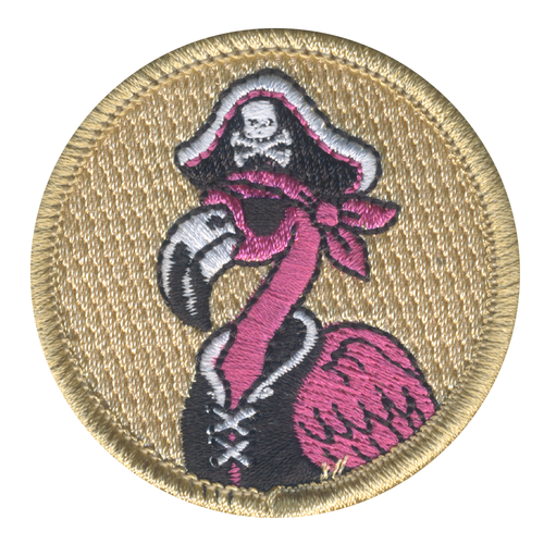 Pirate Flamingo Patrol Patch - embroidered 2 in round
