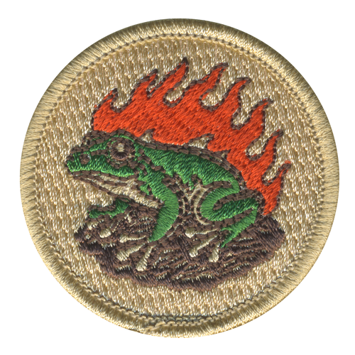 Flaming Frog Patrol Patch - embroidered 2 in round