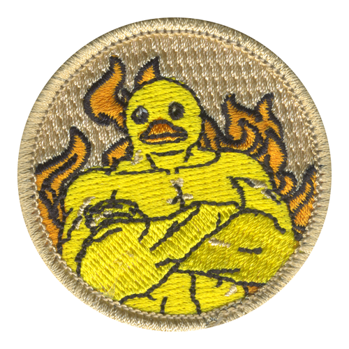 Buff Flaming Ducks Patrol Patch - embroidered 2 in round