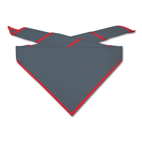 Blank Medium Grey Neckerchief With Red Piped Edge - Troop Size (B848 AZ TC110-408/1)