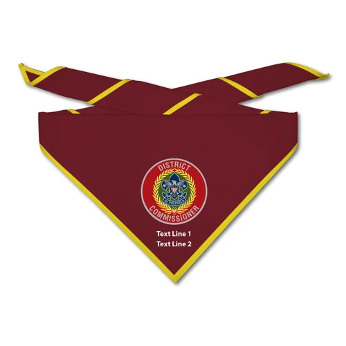 Scouting America District Commissioner Neckerchief - Build Your Neckerchief (Dark Red with Yellow Piping)