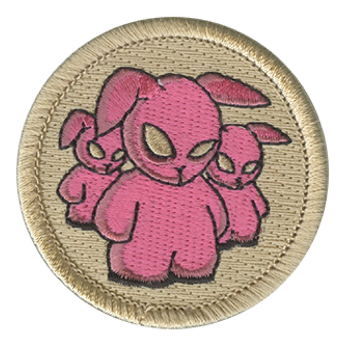 Pink Bunnies Scout Patrol Patch - embroidered 2 inch round