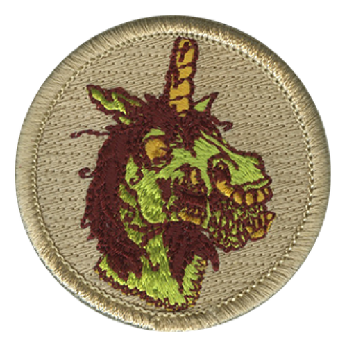 Zombie Unicorn Scout Patrol Patch - embroidered 2 inch round