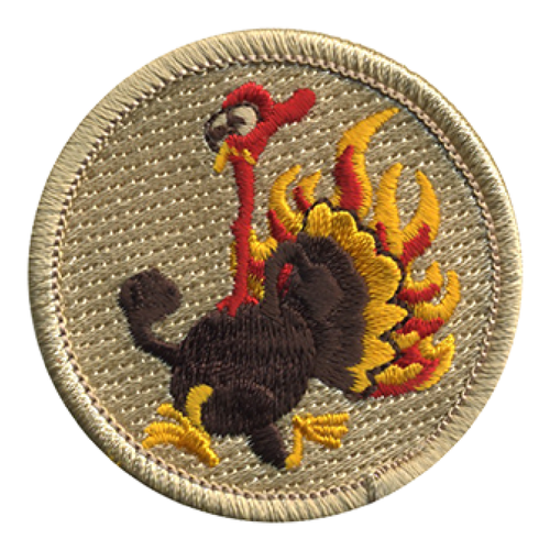 Flaming Turkey Scout Patrol Patch - embroidered 2 inch round