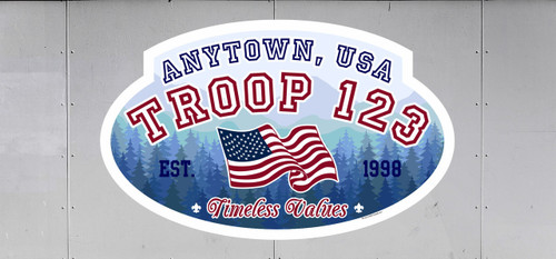 Custom Scout Troop Trailer Graphic Timeless Values Oval SP6480