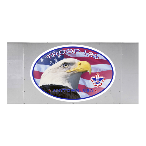 Custom Scout Troop Trailer Graphic Patriotic Eagle Oval SP6482
