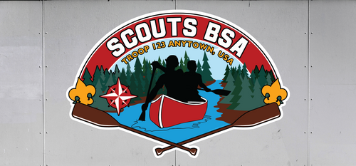 Custom Scout Troop Trailer Graphic Canoe Scene SP6489