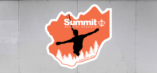 Scout Summit Bechtel Reserve Troop Trailer Graphic with Scouting America Logo and Summit Bechtel Reserve Design