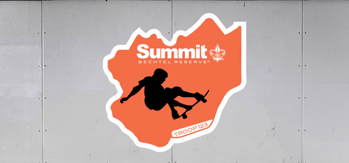 Scouts Summit Bechtel Reserve Troop Trailer Graphic with Scouting America Logo and Summit Bechtel Reserve Design