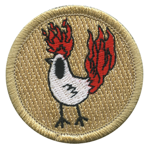 Flaming Chicken Scout Patrol Patch - embroidered 2 inch round