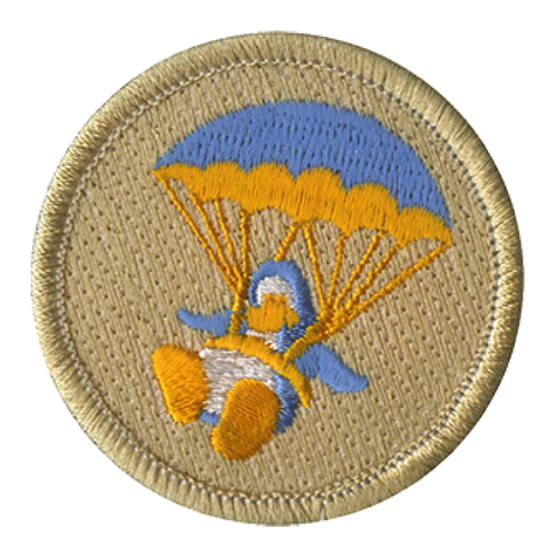 Parachuting Penguin Scout Patrol Patch - embroidered 2 inch round