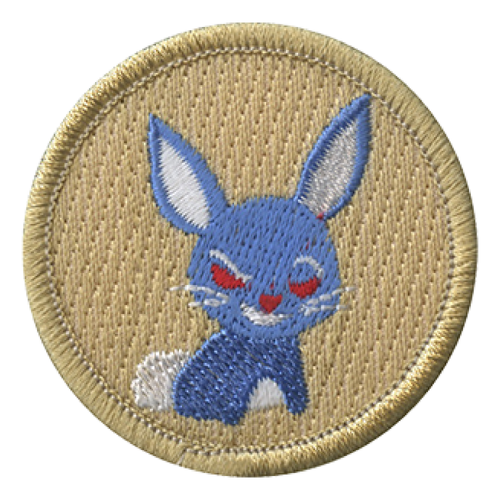 Evil Blue Bunny Scout Patrol Patch - embroidered 2 inch round