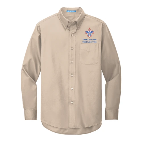 Long Sleeve Easy Care Shirt Men's with Scouting America logo - Stone