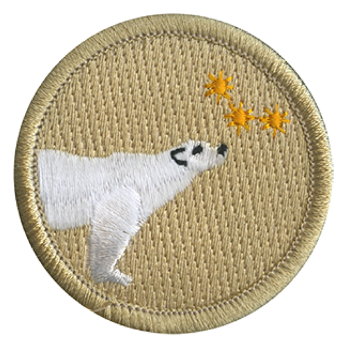 Stargazing Polar Bear Scout Patrol Patch - embroidered 2 inch round