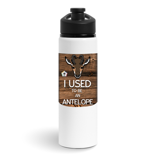 Wood Badge Water Bottle With Wood Badge Antelope Critter and Wood Badge Logo