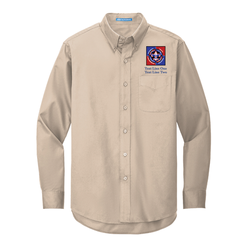 Long Sleeve Easy Care Shirt Men's with Scouting America NYLT Logo - Stone