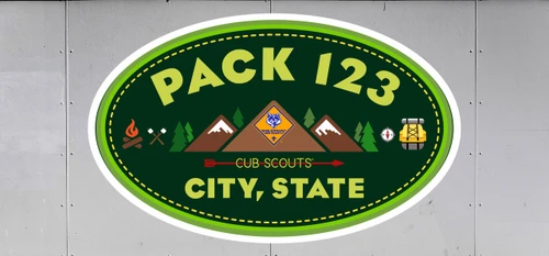 Custom Cub Scout Pack Mountain Oval Trailer Graphic SP6986 with Scouting America logo