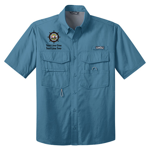 Short Sleeve Fishing Shirt with Scouting America Sea Base Logo - Blue