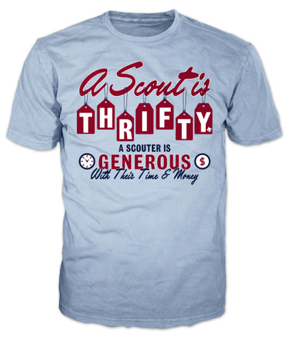 A Scout is Thrifty Scout T-Shirt SP7027 with Scouting America logo