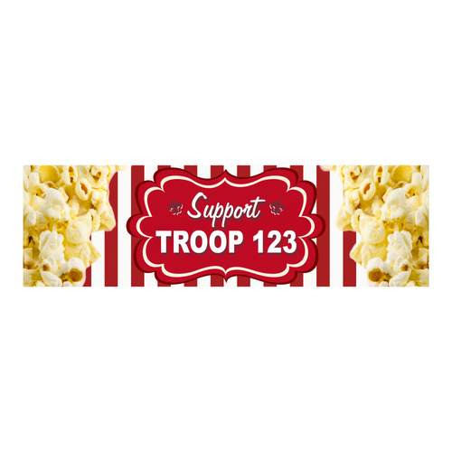 Scout Troop Vinyl Banner - Popcorn Sales (28" Tall x 96" wide Banner)